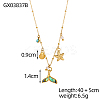 Starfish Shell Shape 304 Stainless Steel Cubic Zirconia Pendant Necklaces STAS-OY010-07G-2