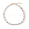Natural Freshwater Pearl Nuggets and Amethyst Chip Beaded Necklaces for Women FS-WGFF989-01-3