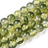 Two-Tone Crackle Baking Paint Transparent Glass Beads Strands X-CCG-T004-8mm-01-1