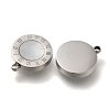 304 Stainless Steel Pave Natural Shell Flat Round Charms STAS-S148-02P-2
