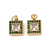 304 Stainless Steel & Clear Cubic Zirconia & Emerald Rhinestone Charms STAS-G364-06G-1