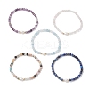 Natural Mixed Gemstone Cube Beads Stretch Bracelets for Women BJEW-JB13179-2