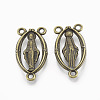 Holy Oval Carved Virgin Mary Tibetan Style Alloy Chandelier Component Links X-TIBEP-0381-AB-LF-2
