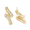 Clear Cubic Zirconia Twist Line Stud Earrings EJEW-C040-06G-2