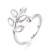 Leaf Shape Brass Shell Cuff Ring Settings KK-T076-63P-1