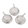 Natural Quartz Crystal Pendants with Hollow Platinum Brass Findings G-P448-A13-P-1