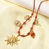 Summer Beach 304 Stainless Steel & Electroplated Natural Shell Pendant Adjustable Polyester Cord Necklaces for Women NJEW-F348-01D-G-3