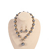 Plastic Imitation Pearl Round Beaded Pendant Necklaces & Dangle Earrings & Bracelets Sets for Women WG180C3-02-1