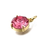 Flat Round Brass with Glass Charms KK-G525-01G-02-2