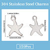 150Pcs 304 Stainless Steel Charms STAS-SC0008-64-2