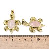 Natural Rose Quartz & Brass Pendants KK-F887-01G-15-3