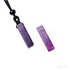 Natural Amethyst Cuboid Pendant Black Cotton Cord Necklaces FS-WG3353C-01-2