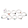 Horse Eye Natural Mixed Stone Adjustable Rings RJEW-Q817-02P-1