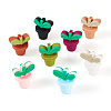 8Pcs 8 Colors Leaf Pot Food Grade Eco-Friendly Silicone Focal Beads SIL-TA0002-14-2