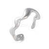 Non-Tarnish 304 Stainless Steel Wave Open Cuff Ring for Women RJEW-C040-02P-5