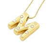 Brass & Plastic Pearl Letter Pendant Box Chain Necklaces for Women NJEW-U017-01G-13-2