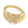 2Pcs 2 Styles Brass Micro Pave Cubic Zirconia Adjustable Rings for Women RJEW-P127-16G-3