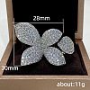 Butterfly Brass Micro Pave Clear Cubic Zirconia Adjustable Cuff Rings for Women FS-WG64577-01-2