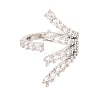 Brass Micro Pave Clear Cubic Zirconia Open Cuff Rings RJEW-U009-08P-02-2