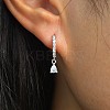 925 Sterling Silverr Micro Pave Cubic Zirconia Geometric Teardrop Hoop Earrings JL9080-2-2