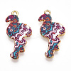 Printed Light Gold Tone Alloy Pendants ENAM-N056-210H-2