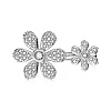 Flower Rhodium Plated 925 Sterling Silver Micro Pave Clear Cubic Zirconia Open Cuff Rings for Women RJEW-Q816-04P-2