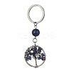 Natural Lapis Lazuli Chips Flat Round with Tree of Life Kcychain KEYC-JKC00563-01-1