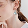 4 Pairs 4 Color Glass Flower Wind Chime Dangle Leverback Earrings EJEW-TA00209-3