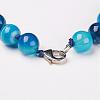 Natural Dyed Agate Beads Necklaces NJEW-F139-6mm-14-3