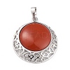 Natural Red Jasper Pendants with Hollow Platinum Brass Findings G-P448-A17-P-2