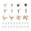12Pcs 6 Style Brass Micro Pave Cubic Zirconia Stud Earring Findings KK-FW0001-10-2