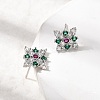 Rhombus Brass Micro Pave Cubic Zirconia Stud Earrings EJEW-L306-02P-3