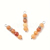 10Pcs Natural Red Aventurine Pendants PALLOY-JF01425-01S-1