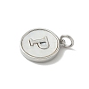 Brass Pave Natural Shell Flat Round with Letter Charms KK-Z115-13P-P-2