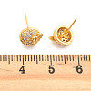 Flat Round with Butterfly Brass Micro Pave Clear Cubic Zirconia Stud Earrings EJEW-H162-02G-5
