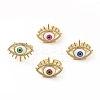 Cubic Zirconia Sun with Evil Eye Open Cuff Ring with Enamel RJEW-B042-08G-1