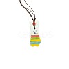 Porcelain Pendant Adjustable Imitation Leather Cord Necklaces for Women FS-WGE6687-10-2
