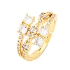 Brass Micro Pave Clear Cubic Zirconia Finger Rings for Women RJEW-U047-03G-4