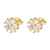 Brass Micro Pave Cubic Zirconia Flower Stud Earrings LS-EJEW-H174-01B-G-4