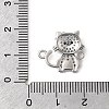 Brass Micro Pave Black and Clear Cubic Zirconia Cat Shape Connector Charms KK-L262-08P-3