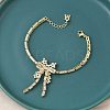 Bowknot Brass Micro Pave Cubic Zirconia Link Chain Bracelets for Women BJEW-A279-01G-2