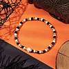 Halloween Skull Synthetic Magnesite & Glass Seed Beaded Stretch Bracelets Women BJEW-JB10525-02-2