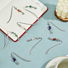 12Pcs 4 Styles Natural Rose Quartz & Green Aventurine & Amethyst & Red Agate Chips & Alloy Clover Charms Bookmarks AJEW-HS00008-5