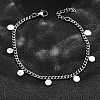 304 Stainless Steel Flat Round Charm Bracelets BJEW-R021-04P-2
