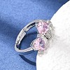 Brass Micro Pave Clear Cubic Zirconia Cuff Open Rings CU-CBA5C10-15P-2