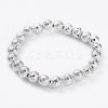 Electroplated Natural Lava Rock Beads Stretch Bracelets BJEW-G623-01S-8mm-1