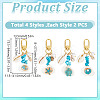 8Pcs 4 Styles Synthetic Turquoise Chip Bead and Shell Pendant Decorations HJEW-GO00212-2
