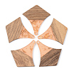 Transparent Resin & Walnut Wood Pendants RESI-S389-055A-B04-1