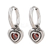 316 Surgical Stainless Heart Hoop Earrings EJEW-C160-16-2