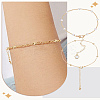 Brass Lucky Ball Chain Anklets & Brass Rhinestones and Resin Chain Bracelets Sets for Women SJEW-LP0001-12-1
